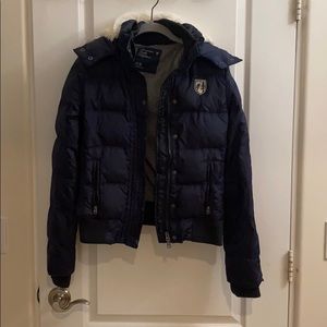 American Eagle puffy “Fur” lined hooded jacket